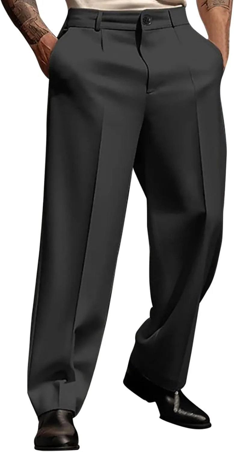 Mens Casual Linen Pants Loose Fit Lightweight Drawstring Elastic Waist Summer Beach Yoga Pants Lightweight Trousers