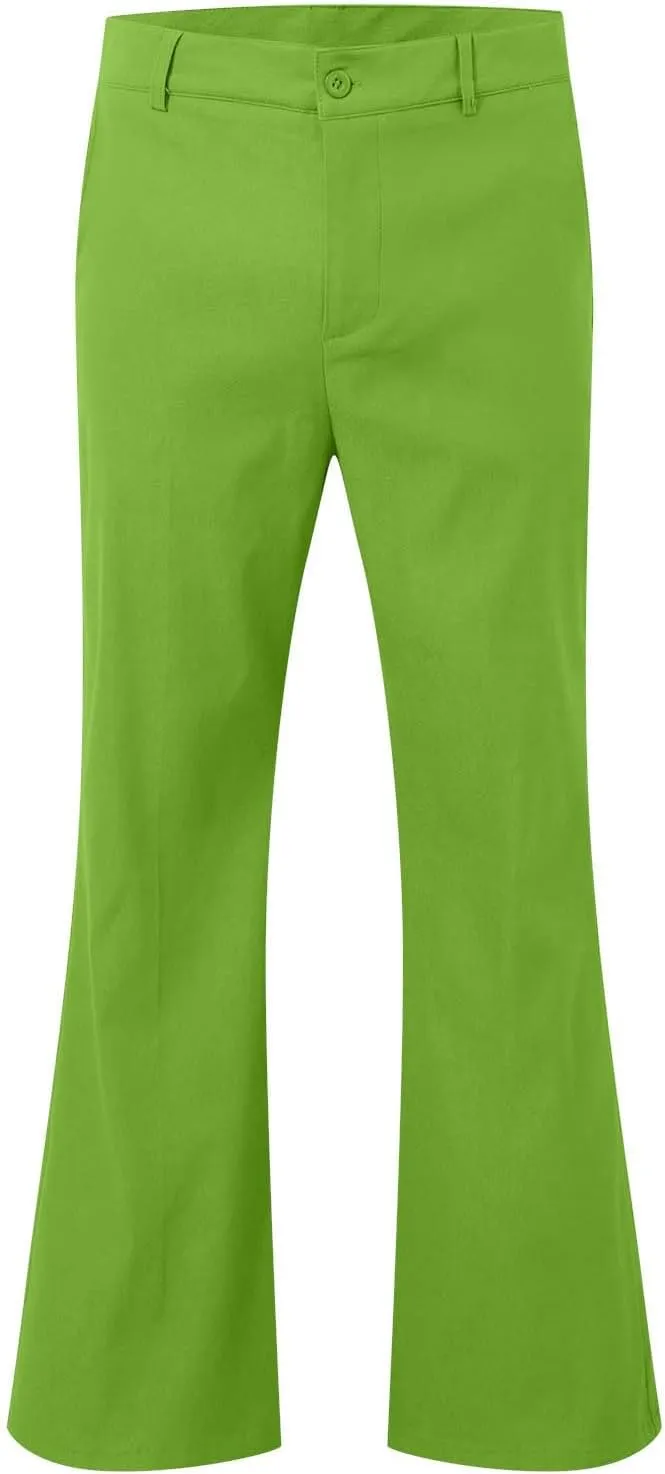 Mens Casual Pants Flare Pants Solid Color Outdoor Stretch Comfortable Hiking Comfy Wide Leg Disco Pant with Pockets