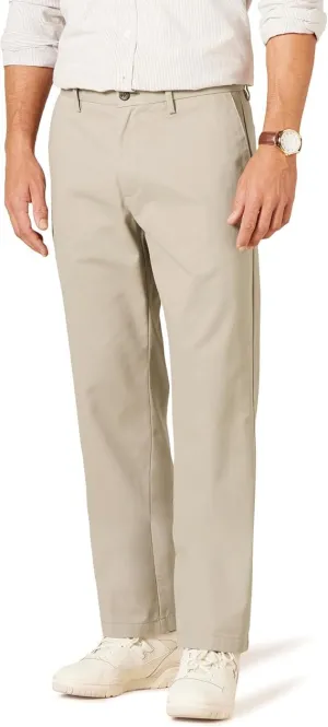 Men's Classic Versatile Slim fit Wrinkle Resistant Flat Front Chino Pants Light Khaki-S