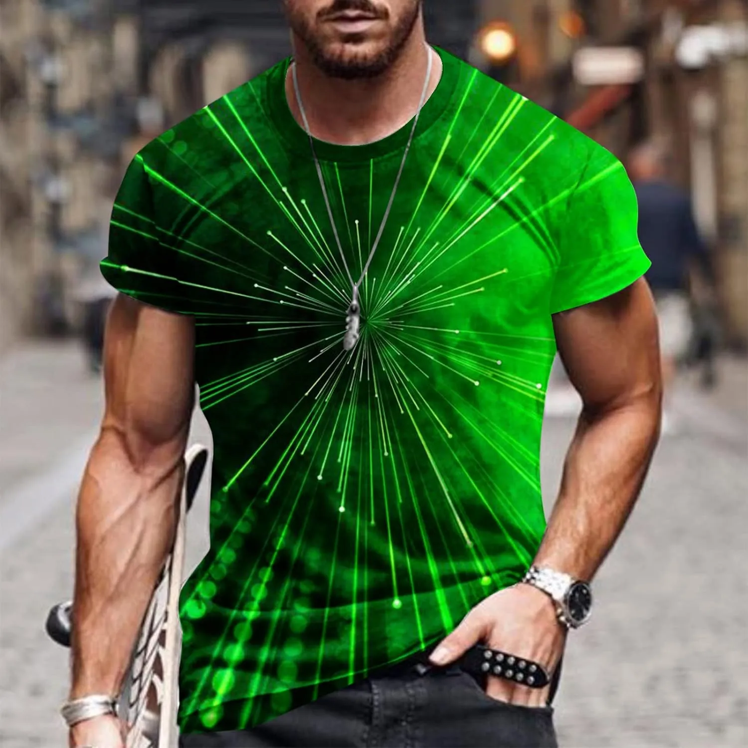 Mens Fashion 3D Print T-Shirts 2023 Casual Summer Tops Funny Graphics Pattern Crewneck Short Sleeve Tees for Men