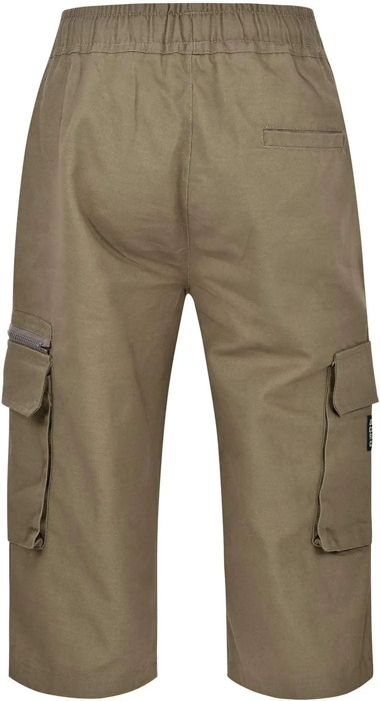 Mens Fashion Capri Cargo Pants Dressy Causal Tactical Hiking Pants Straight High Waist Loose Trendy Versatile Street Overalls