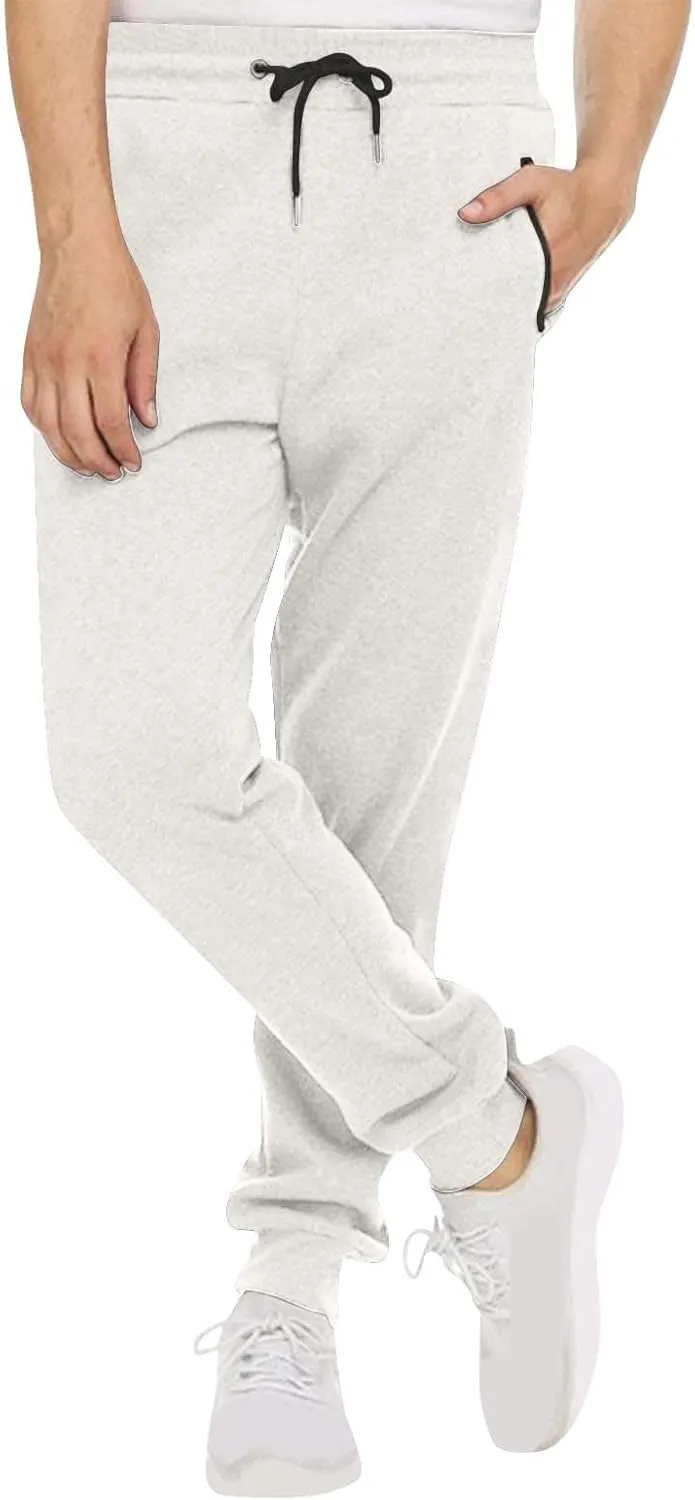 Men's Jogger Sweatpants Athletic Slim Fit Drawstring Waist Stretch Casual Gym Workout Soft Versatile Zipper Pockets