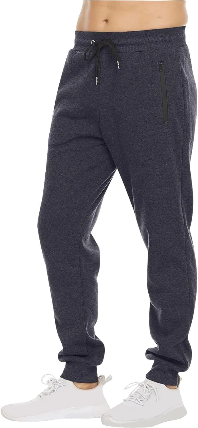 Men's Jogger Sweatpants Athletic Slim Fit Drawstring Waist Stretch Casual Gym Workout Soft Versatile Zipper Pockets