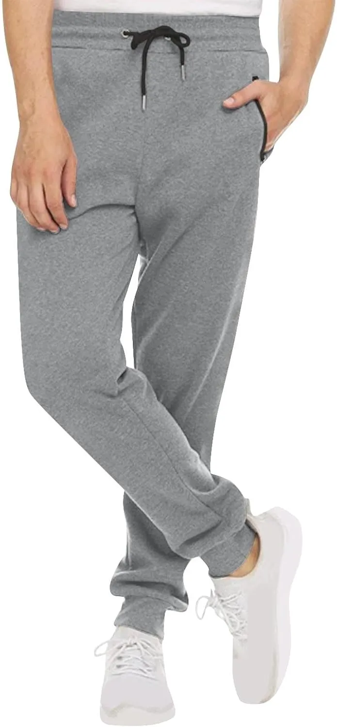 Men's Jogger Sweatpants Athletic Slim Fit Drawstring Waist Stretch Casual Gym Workout Soft Versatile Zipper Pockets