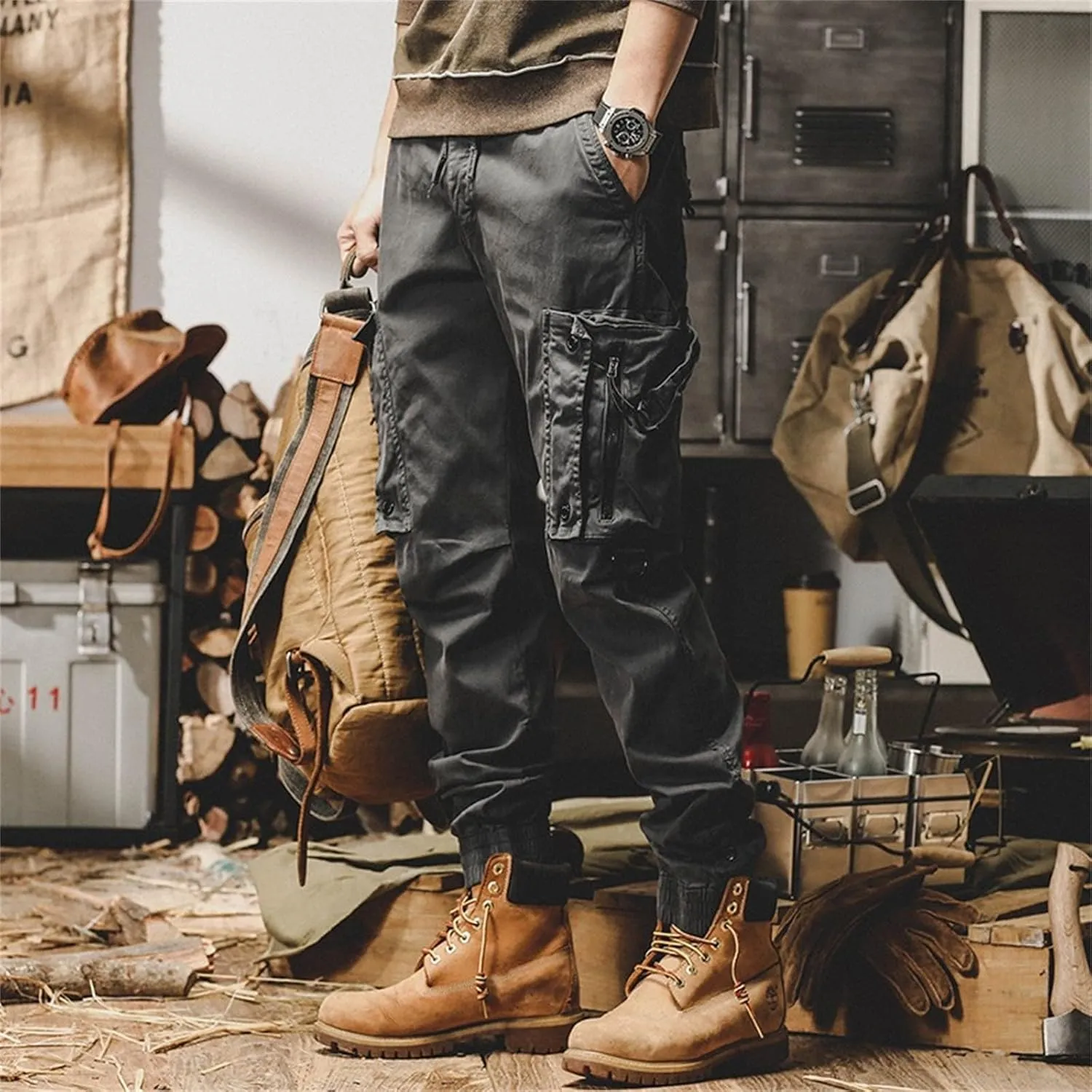 Mens Lightweight Sweatpants Tactical Work Lightweight Gym Workout Baggy Joggers Sweatpants
