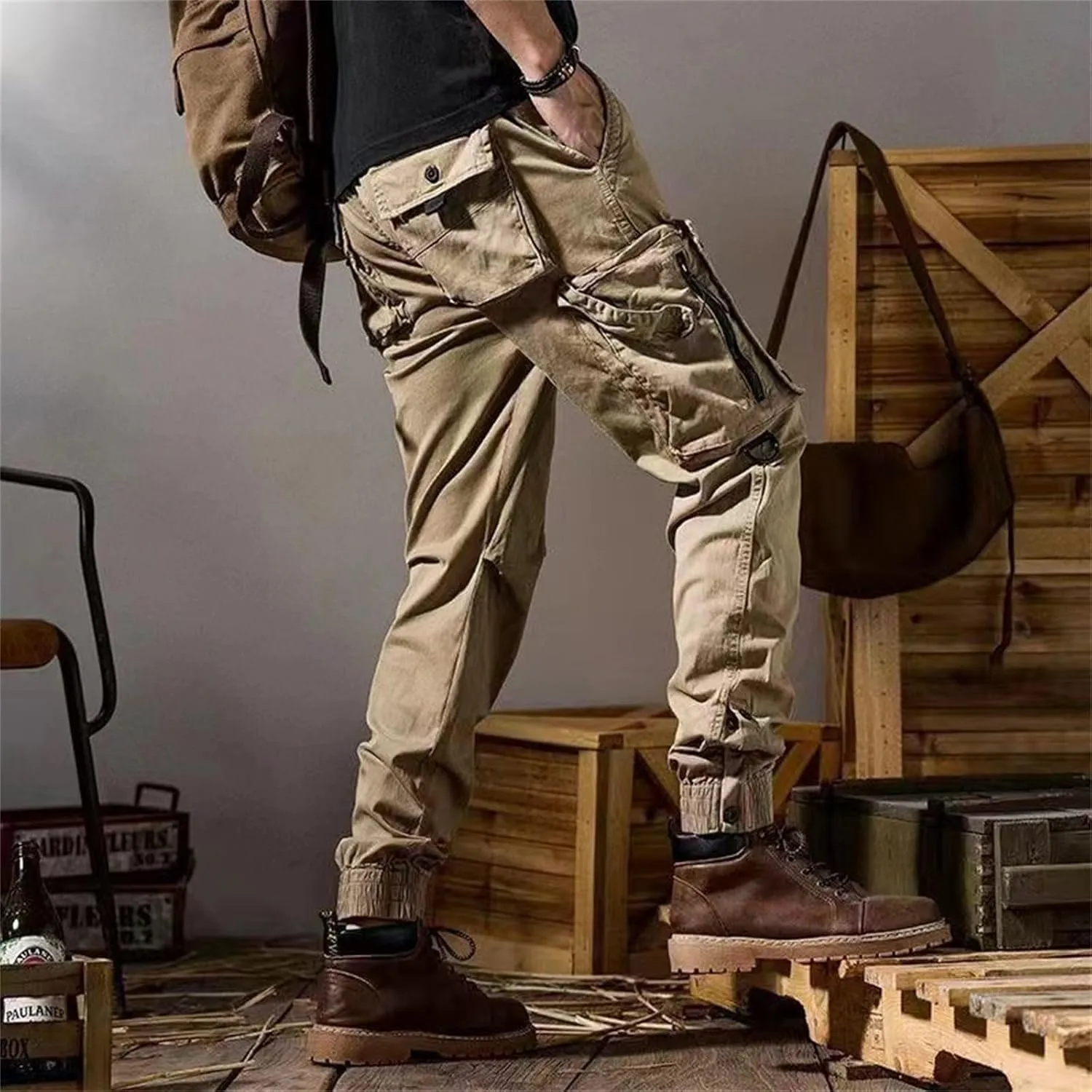 Mens Lightweight Sweatpants Tactical Work Lightweight Gym Workout Baggy Joggers Sweatpants