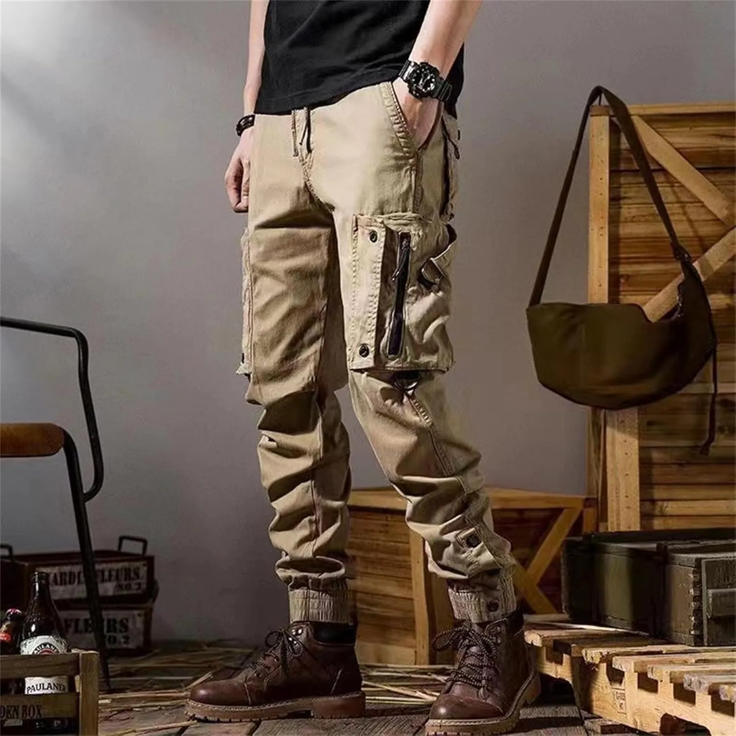Mens Lightweight Sweatpants Tactical Work Lightweight Gym Workout Baggy Joggers Sweatpants