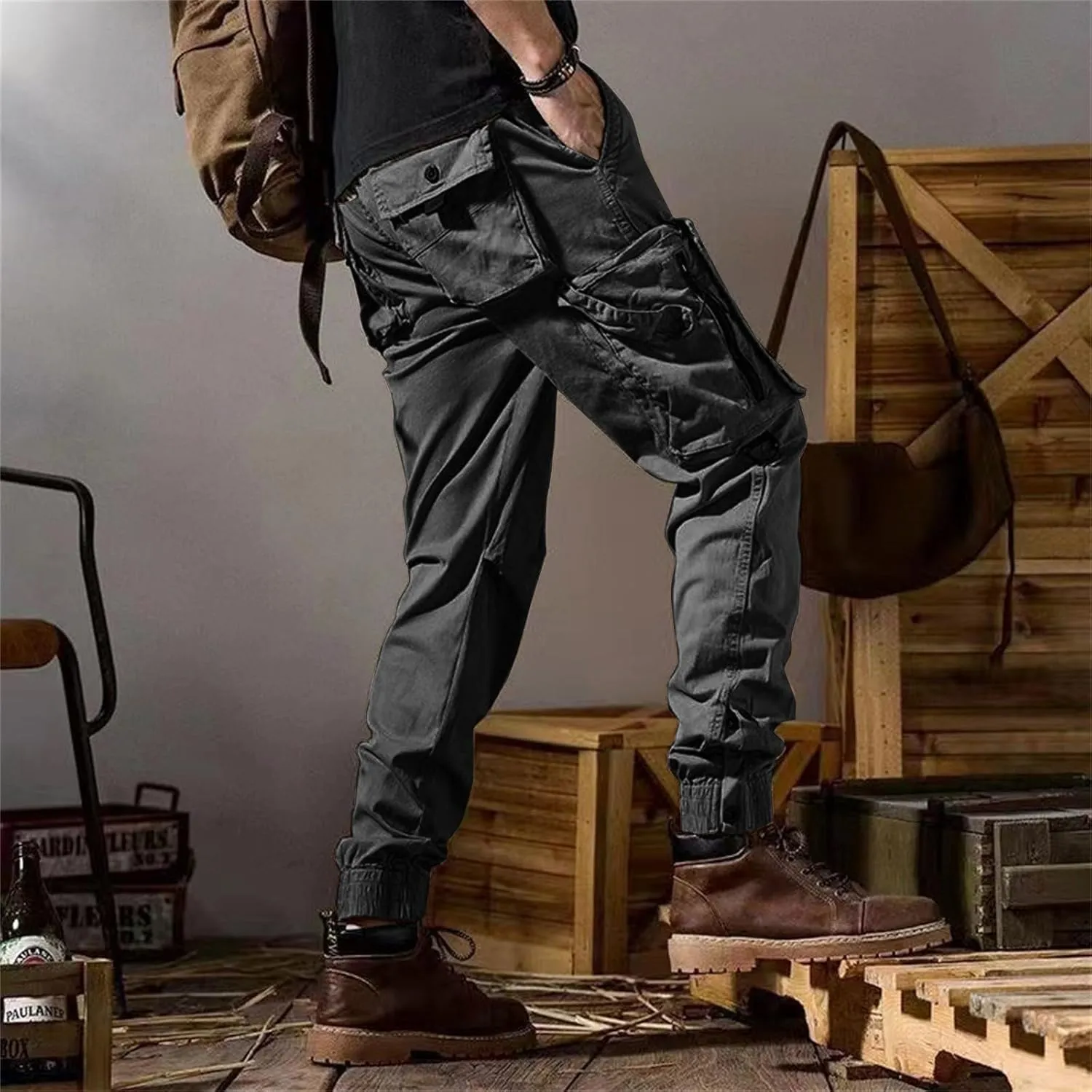 Mens Lightweight Sweatpants Tactical Work Lightweight Gym Workout Baggy Joggers Sweatpants