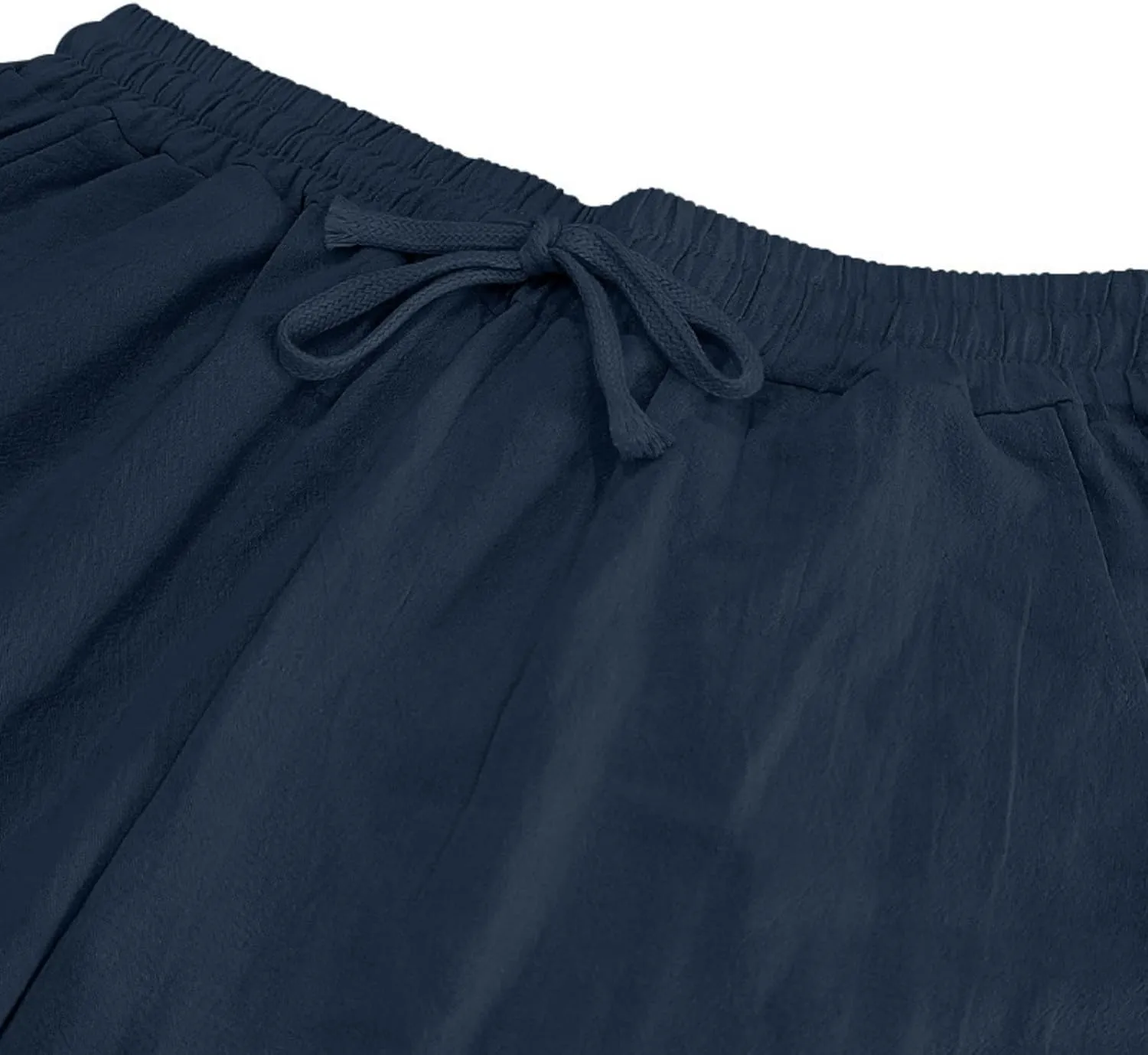 Men's Linen Cotton Pants Casual Lightweight Elastic Waist Summer Trousers
