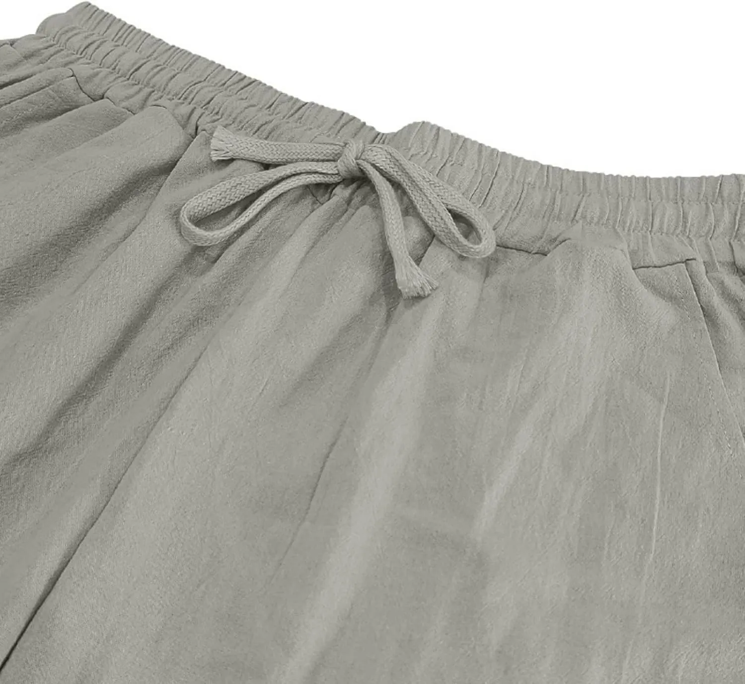 Men's Linen Cotton Pants Casual Lightweight Elastic Waist Summer Trousers