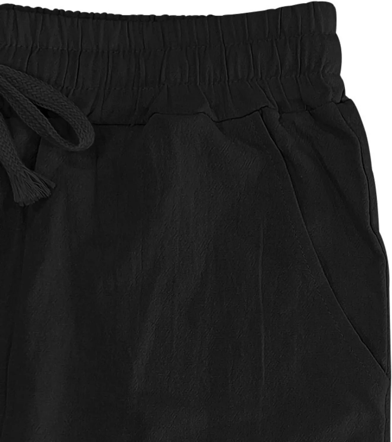 Men's Linen Cotton Pants Casual Lightweight Elastic Waist Summer Trousers