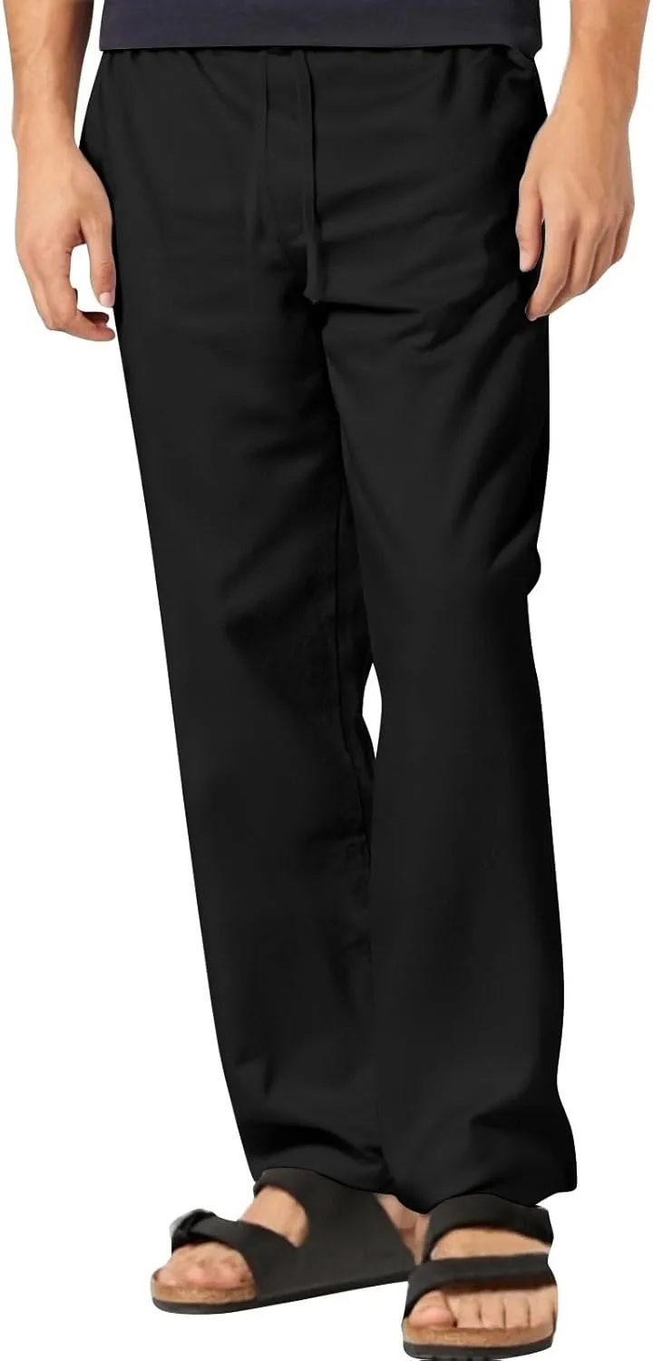 Men's Linen Cotton Pants Casual Lightweight Elastic Waist Summer Trousers
