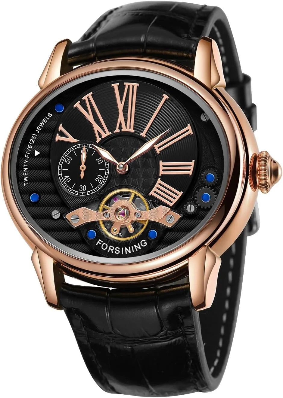 Men's Luxury Automatic Mechanical Watch Oval Leather Strap Automatic Timer Gold tourbillon Hollow Mechanical Watch