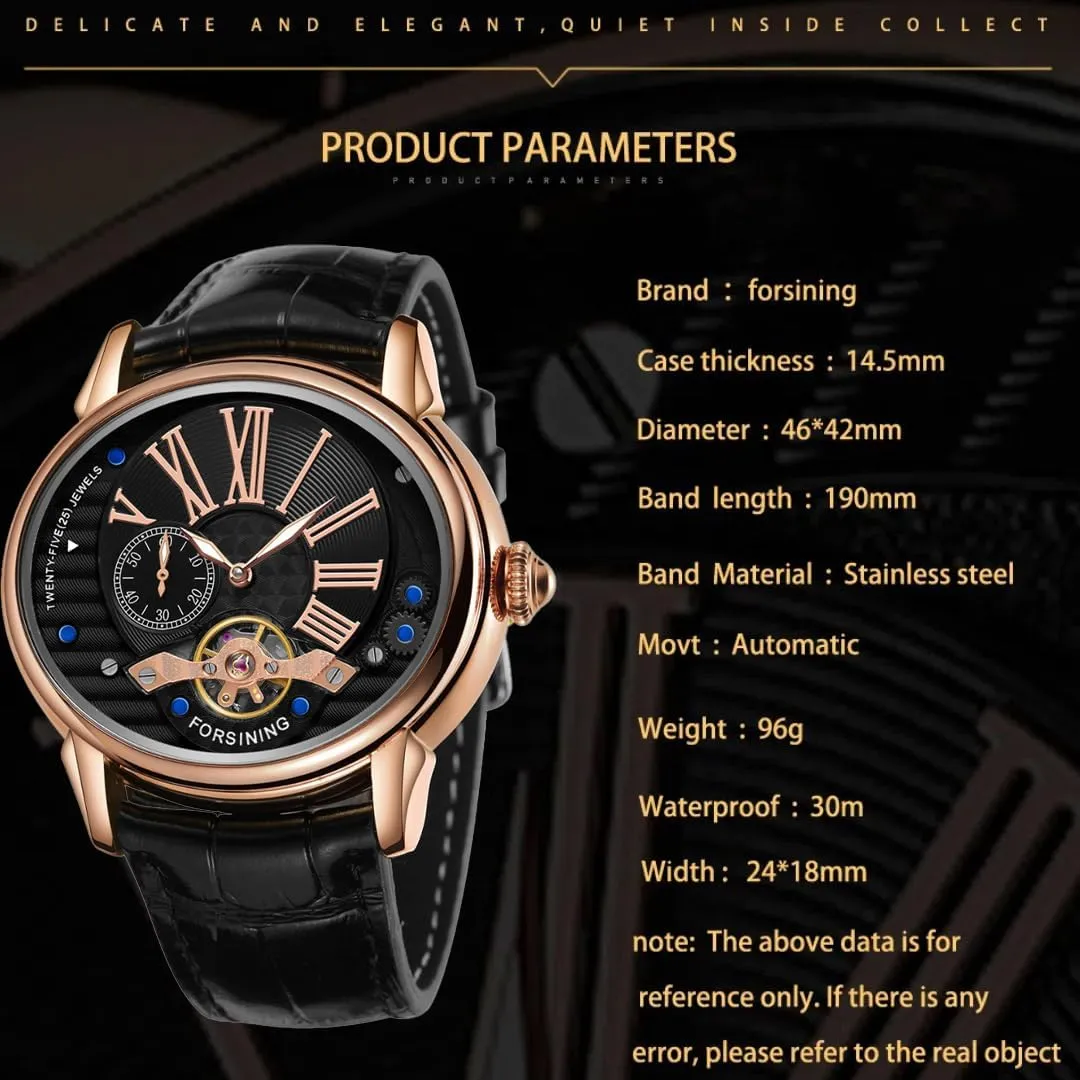 Men's Luxury Automatic Mechanical Watch Oval Leather Strap Automatic Timer Gold tourbillon Hollow Mechanical Watch