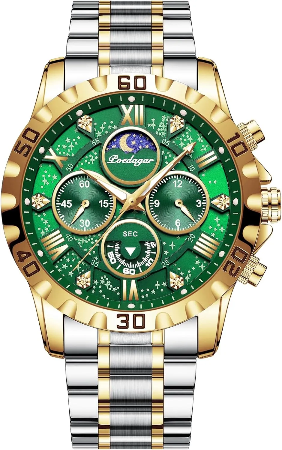 Men's Luxury Military Quartz Watch Casual Sport Man Starry Elements Designed Dial Wristwatch Waterproof Luminous Chronograph Stainless Steel Men Watches
