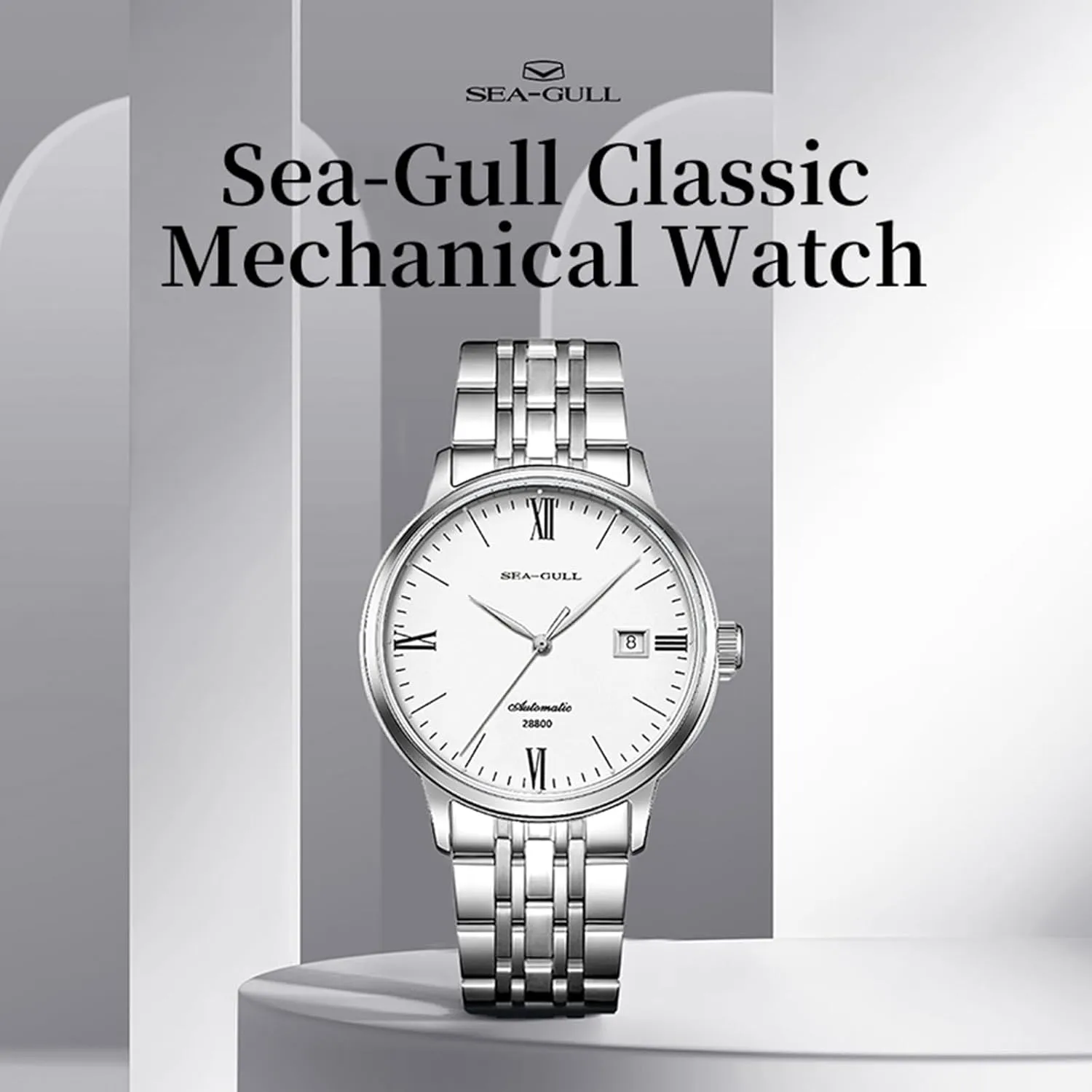 Mens Mechanical Watches, Automatic Wristwatch for Men, Seagull ST2100, Classic Business Watch, Roman Numeral, Calendar, 6173