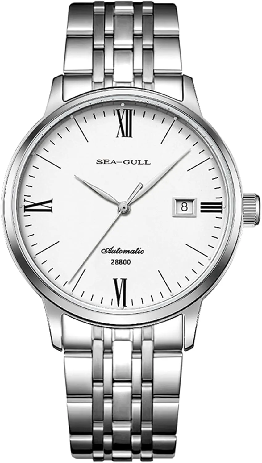 Mens Mechanical Watches, Automatic Wristwatch for Men, Seagull ST2100, Classic Business Watch, Roman Numeral, Calendar, 6173