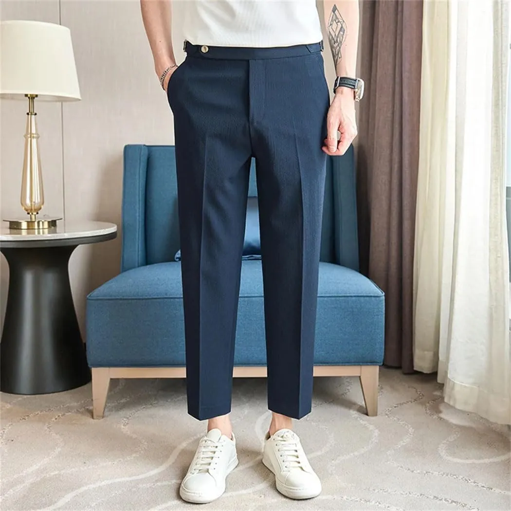 Men's Naples Slim-Fit Trousers Business Casual High Waist Dress Pants Office Travel Pants Summer Versatile