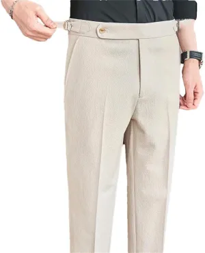 Men's Naples Slim-Fit Trousers Business Casual High Waist Dress Pants Office Travel Pants Summer Versatile