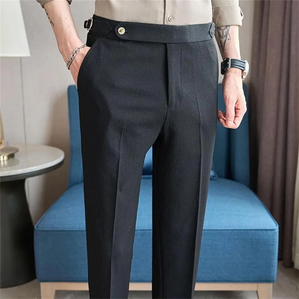 Men's Naples Slim-Fit Trousers Business Casual High Waist Dress Pants Office Travel Pants Summer Versatile