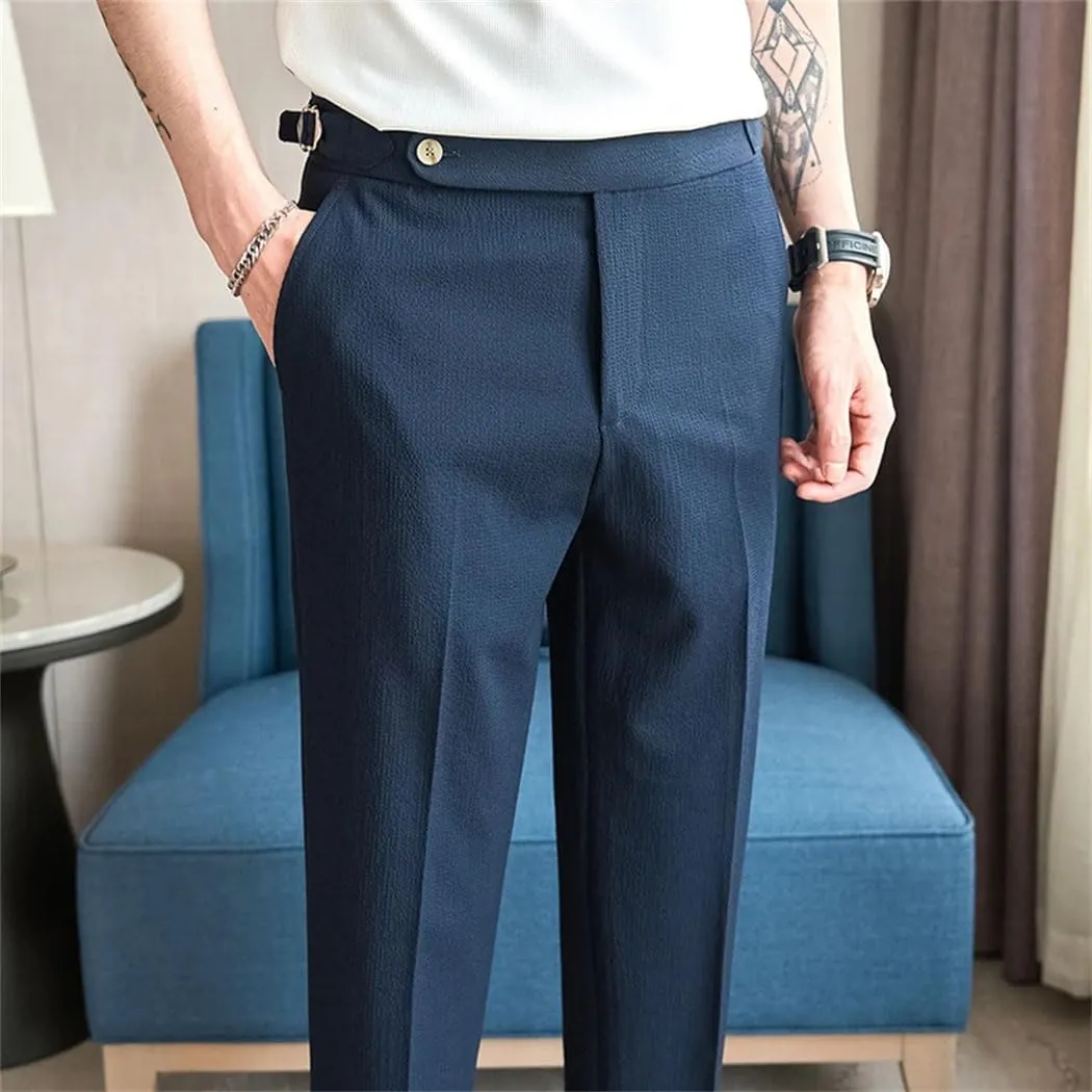 Men's Naples Slim-Fit Trousers Business Casual High Waist Dress Pants Office Travel Pants Summer Versatile