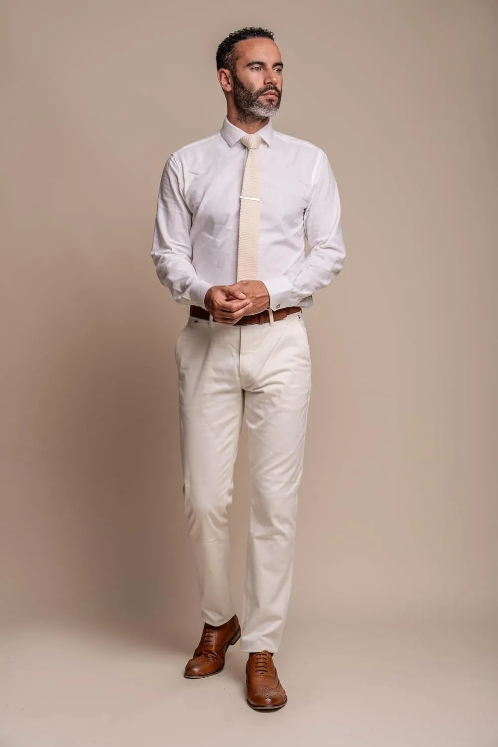 Men's Premium Slim Fit Wool Blend Suit - Ocean Blue 3-Piece Tailored Set with Versatile Ecru Chinos - Formal & Wedding Attire