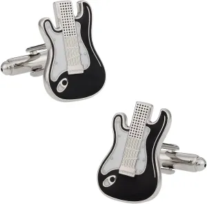 Men's Rockstar Cuff Links for Men - Electric Guitar Cufflinks with Travel Gift Presentation Box for Guitarist