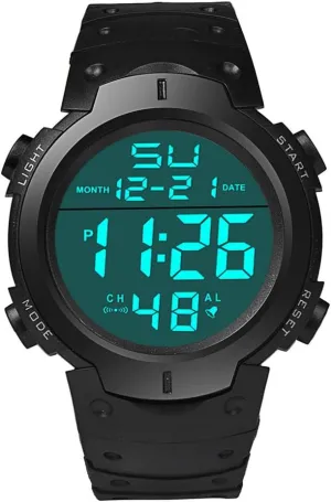 Men's Simple Digital Military Watches Large Face Sport Electronic LED Double Time Waterproof Wrist Watches for Men with Stopwatch Alarm LED Backlight