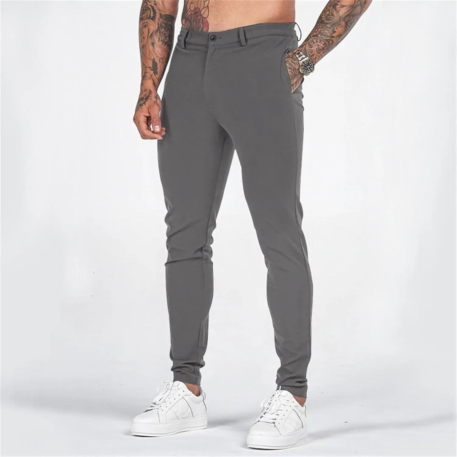 Mens Slim Fit Casual Stretch Khaki Pants with Pockets Straight Flat-Front Golf Slacks for Men Breathable Chinos Dress Pants