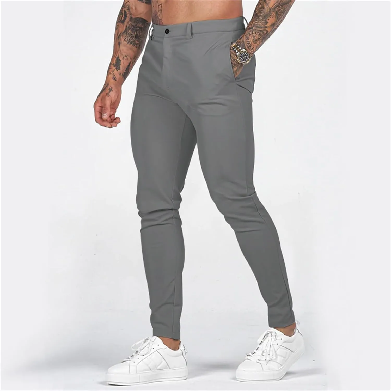 Mens Slim Fit Casual Stretch Khaki Pants with Pockets Straight Flat-Front Golf Slacks for Men Breathable Chinos Dress Pants