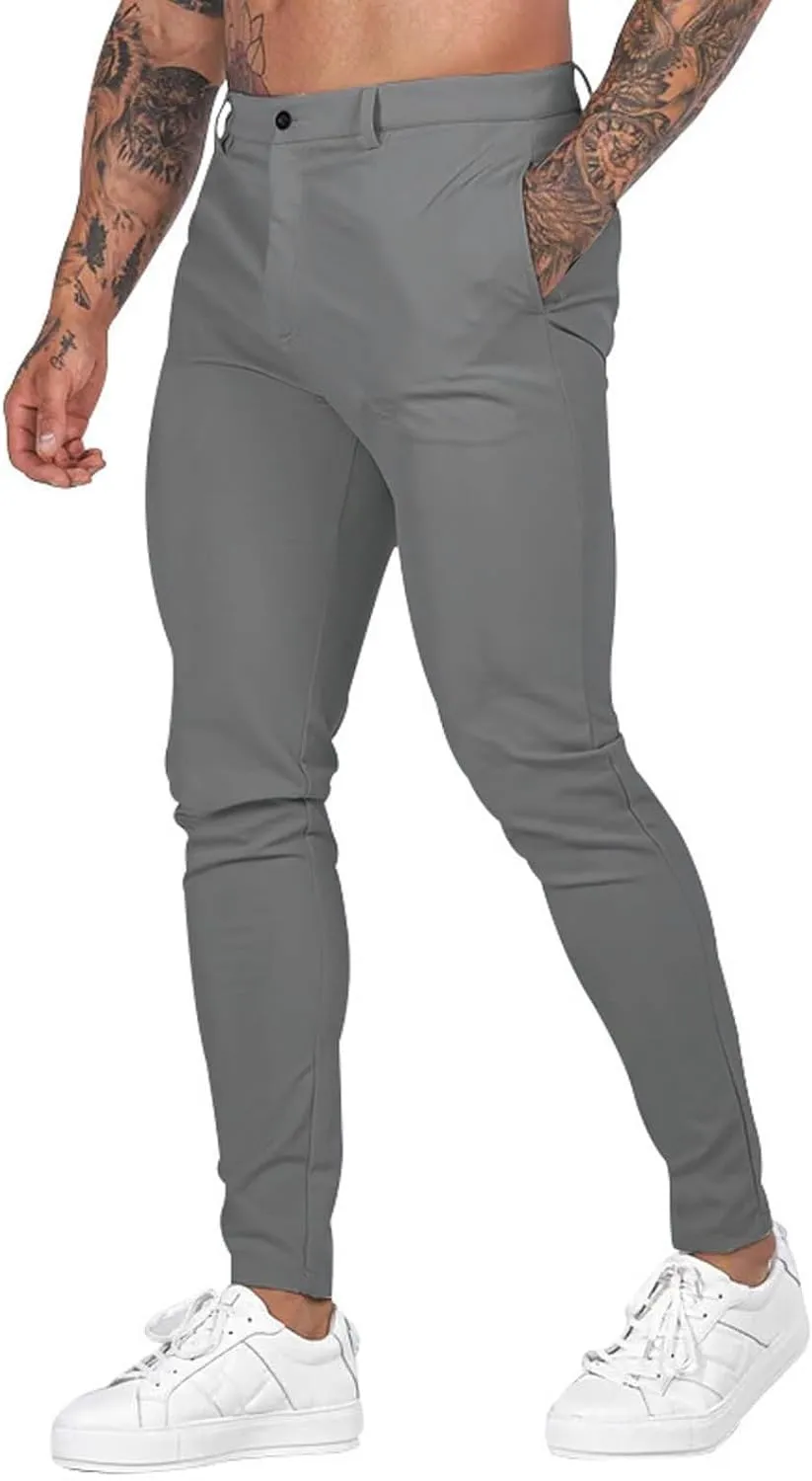 Mens Slim Fit Casual Stretch Khaki Pants with Pockets Straight Flat-Front Golf Slacks for Men Breathable Chinos Dress Pants