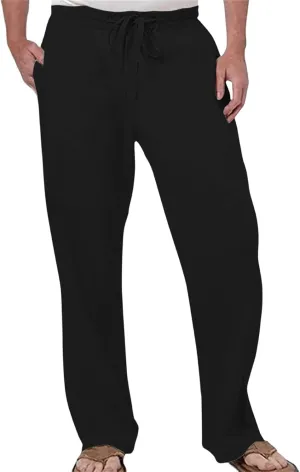 Men's Tall Open Bottom Joggers Versatile Yoga Golf Running Pants Cotton Linen Blend Straight Leg with Pockets