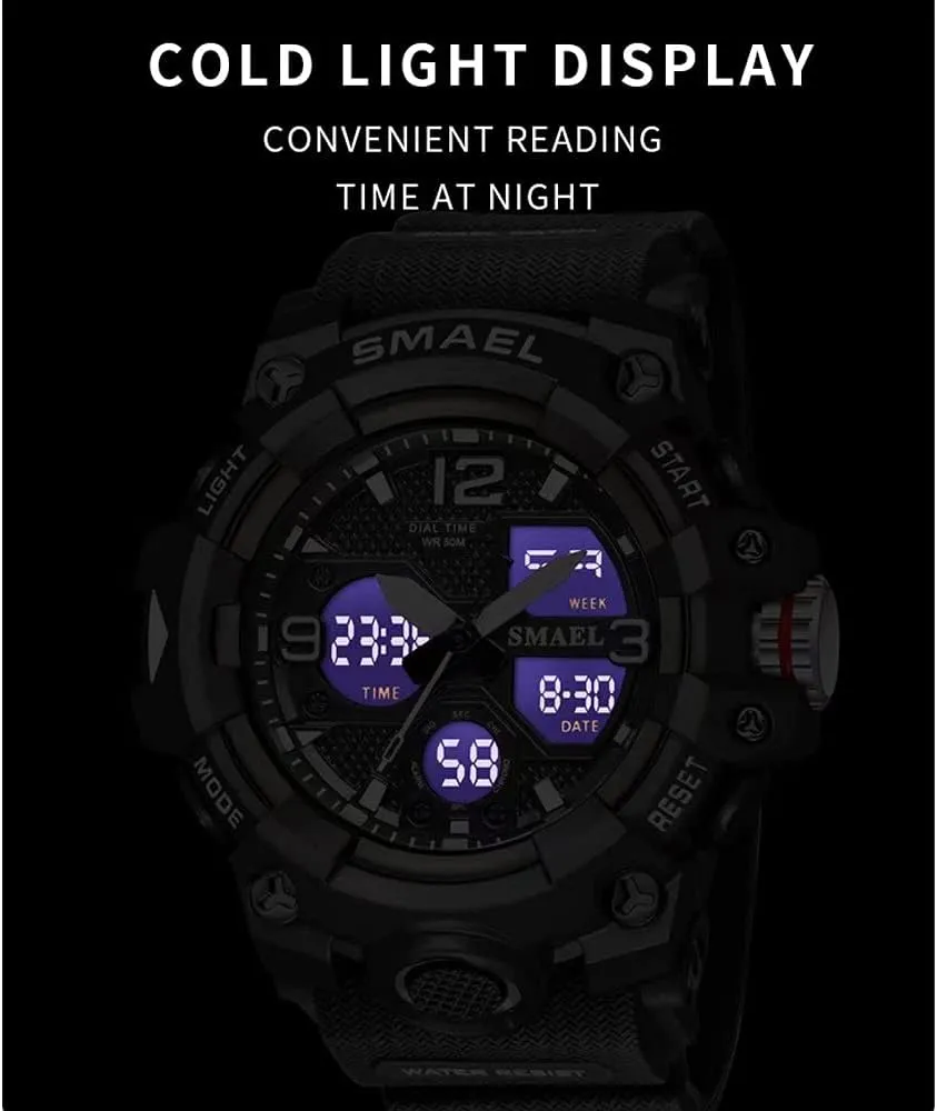 Men's Watches Military Outdoor Waterproof Sports Wrist Watch Date Multi Function LED Alarm Stopwatch, Digital Watches for Mens