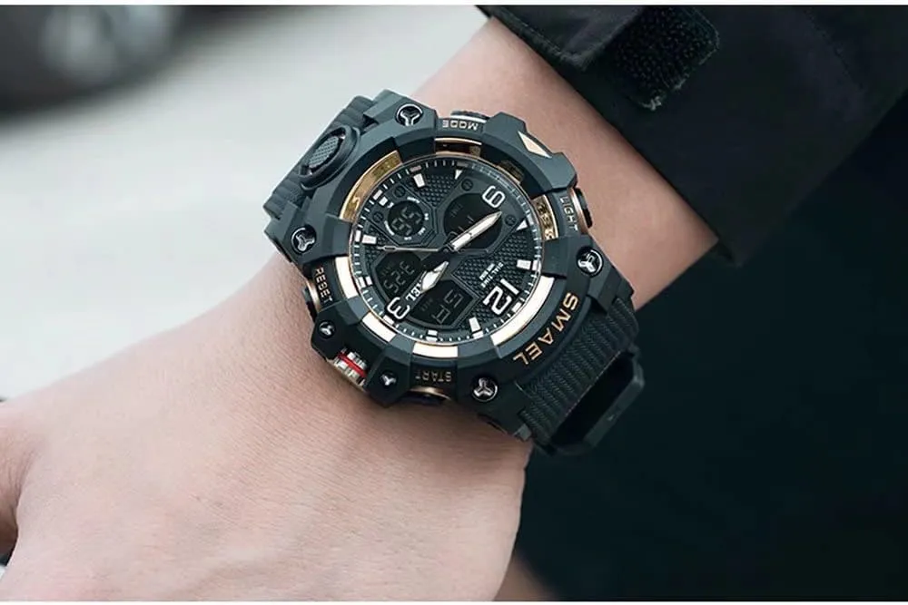 Men's Watches Military Outdoor Waterproof Sports Wrist Watch Date Multi Function LED Alarm Stopwatch, Digital Watches for Mens
