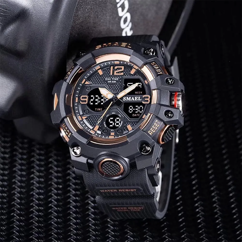 Men's Watches Military Outdoor Waterproof Sports Wrist Watch Date Multi Function LED Alarm Stopwatch, Digital Watches for Mens