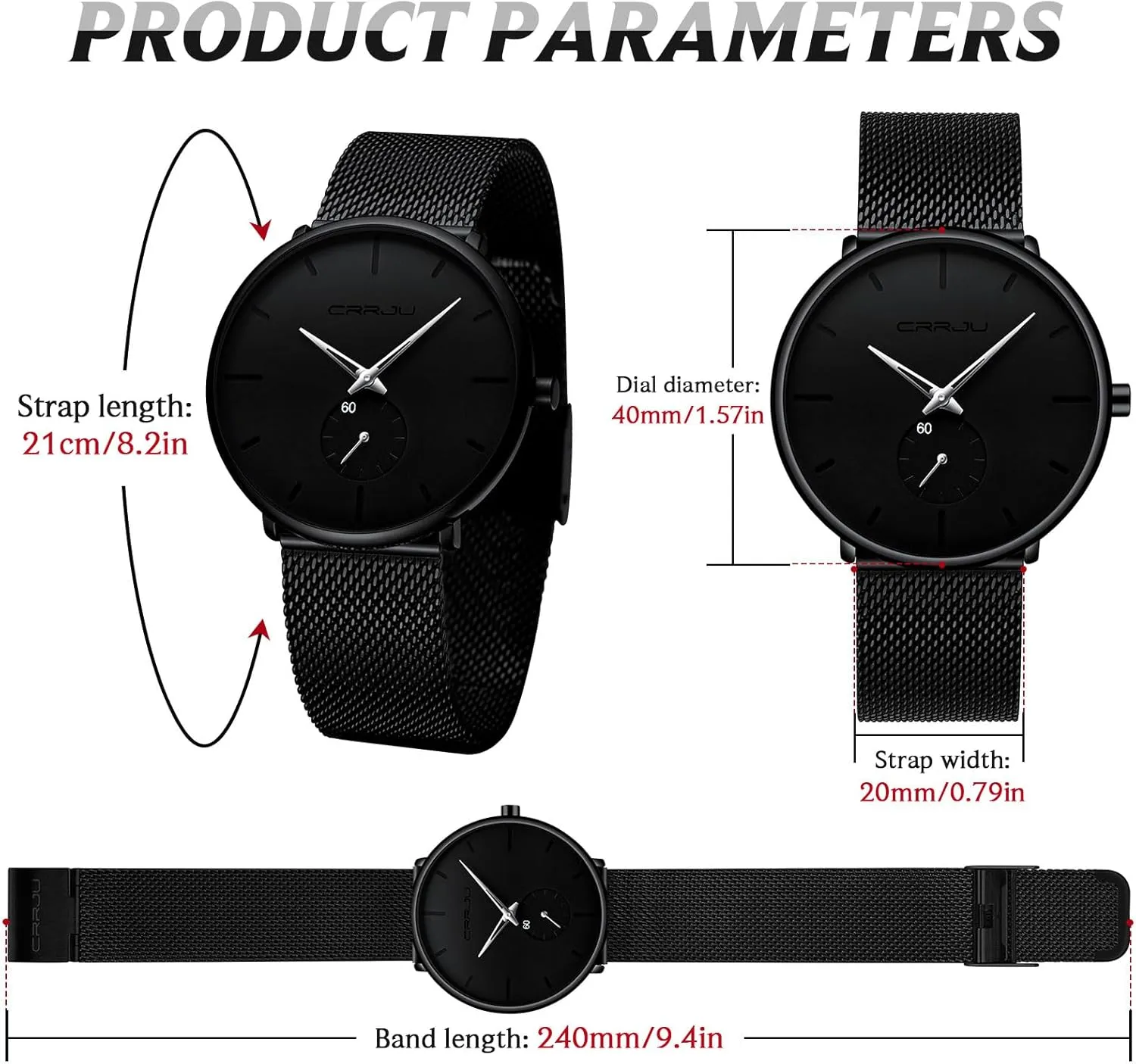 Mens Watches Ultra-Thin Minimalist Waterproof - Fashion Wrist Watch for Men Unisex Dress with Stainless Steel Mesh Band