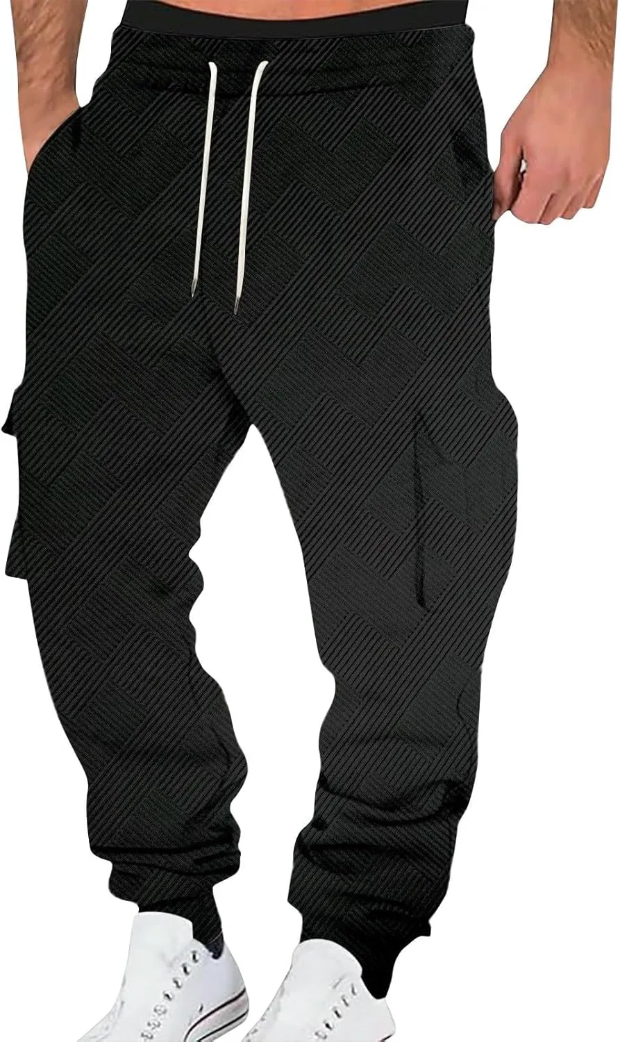 Mens Work Cargo Pants Lightweight Baggy Tactical Casual Cotton Gym Sweatpants Trousers