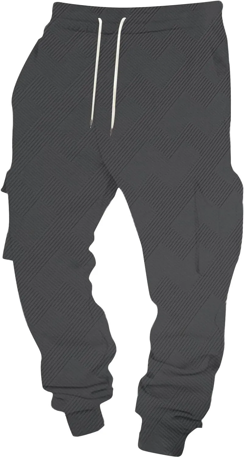Mens Work Cargo Pants Lightweight Baggy Tactical Casual Cotton Gym Sweatpants Trousers