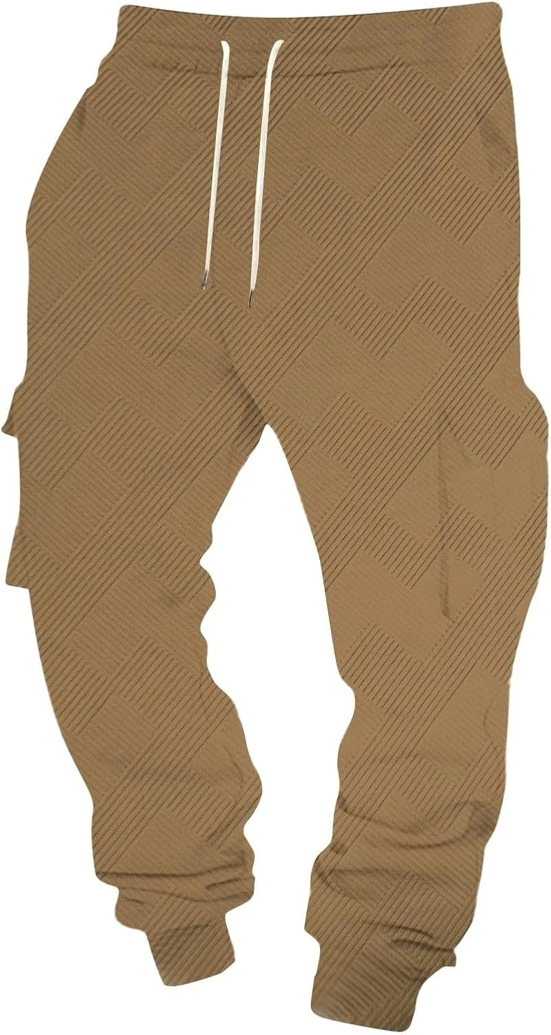 Mens Work Cargo Pants Lightweight Baggy Tactical Casual Cotton Gym Sweatpants Trousers