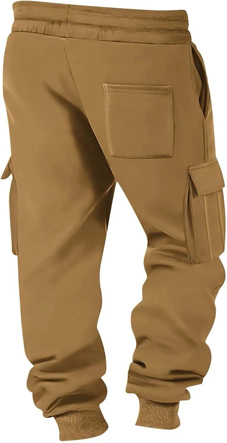 Mens Work Cargo Pants Lightweight Baggy Tactical Casual Cotton Gym Sweatpants Trousers