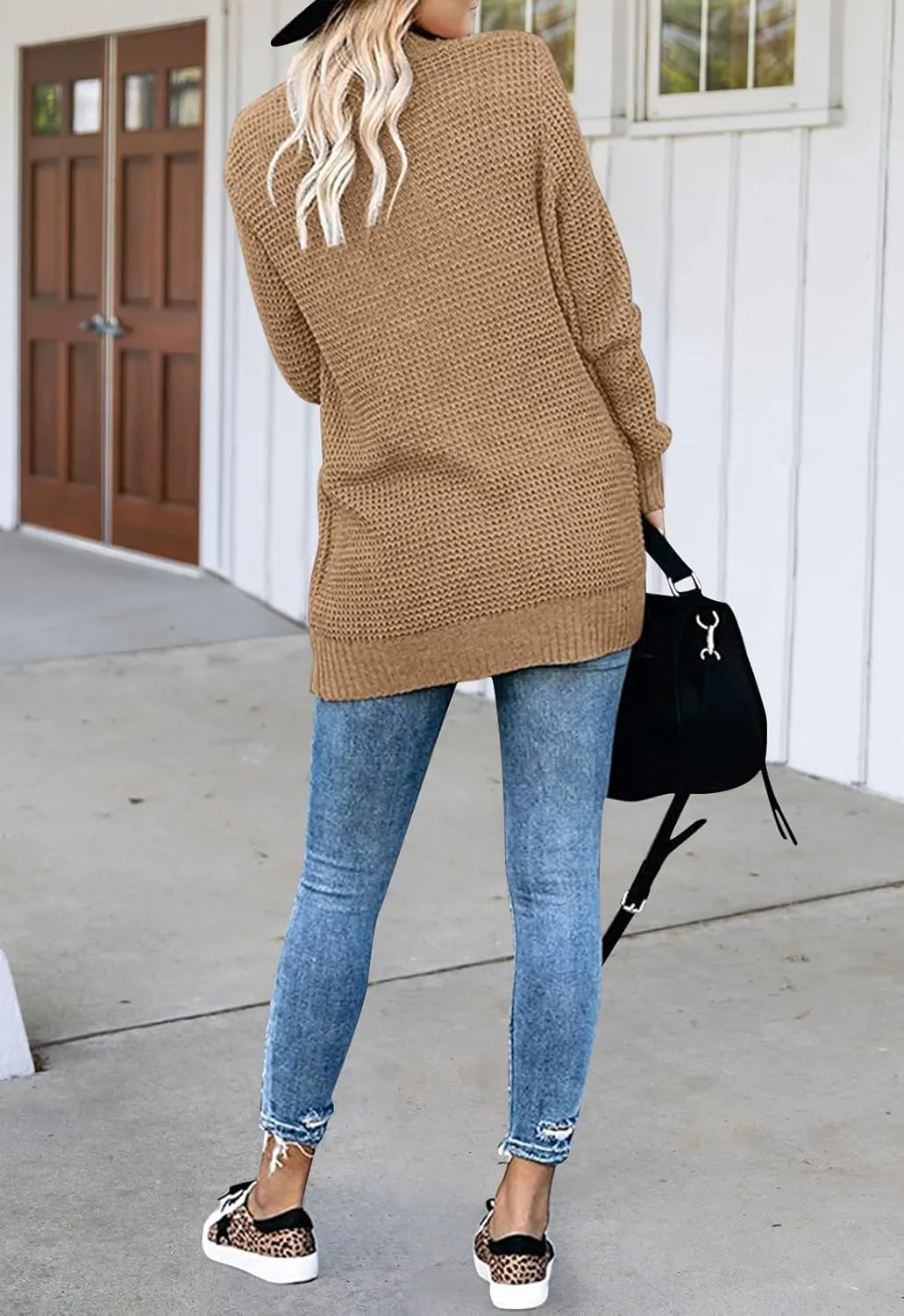 MEROKEETY Womens Long Sleeve Open Front Cardigans Chunky Knit Draped Sweaters Outwear