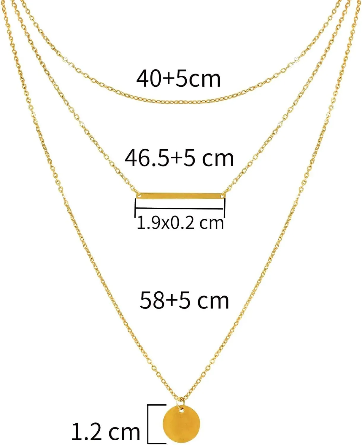 MILAKOO Multilayered Cross/Disc Pendant Necklace Choker Stackable Silver/Gold Layering Long Necklace for Women