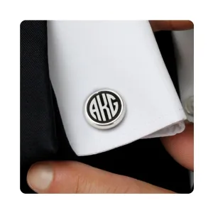 Monogram Wedding Cufflinks - Monogram Groom cufflinks - Custom Cufflinks - Black round onyx gemstones cufflinks