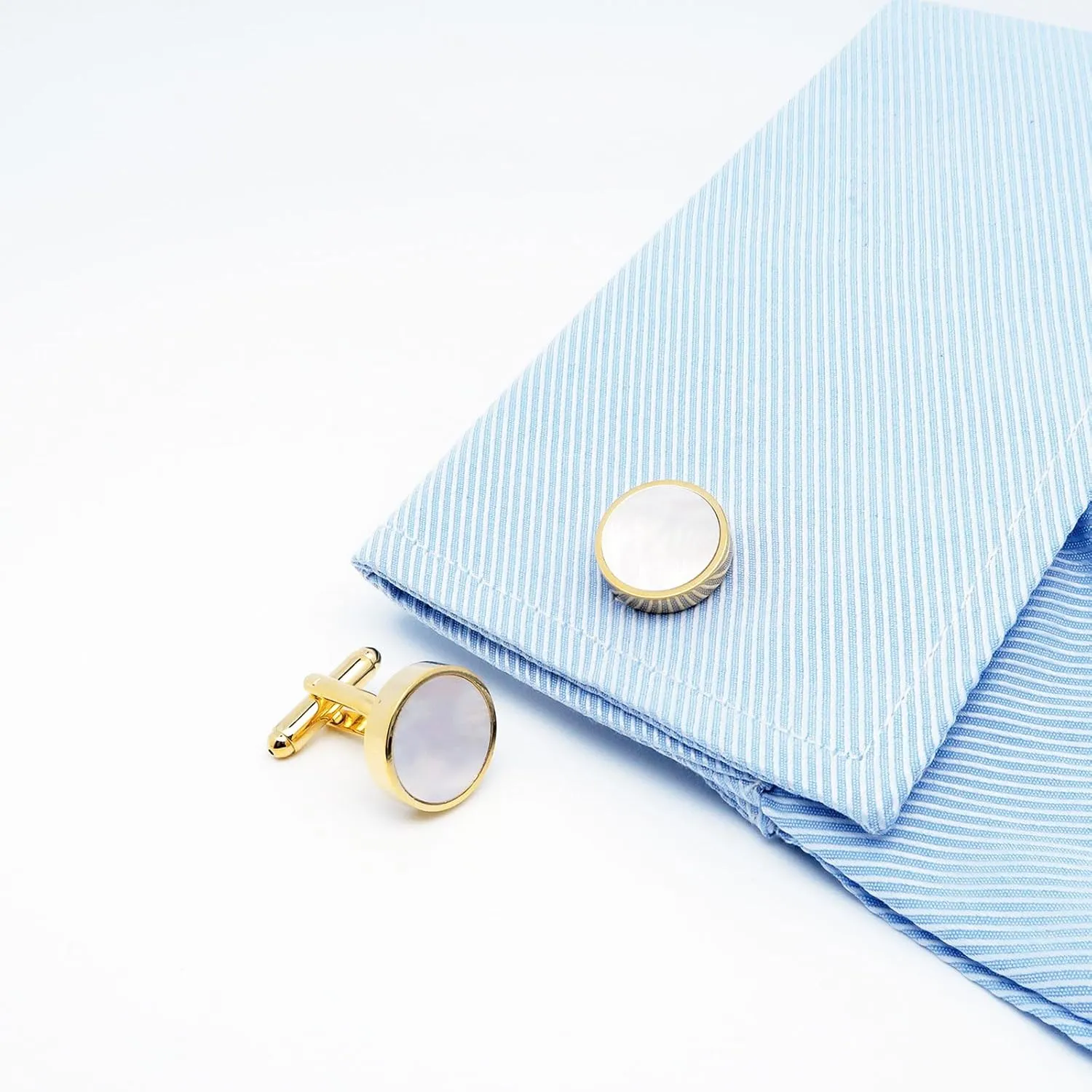 Mother of Pearl Men Cufflinks and Tie Clip Set Regular Necktie Tie Bar Pin Cuff Links for Wedding Business Shirt Tie