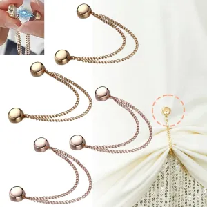 Multi-Function Magnetic Clothing Clips,Pinless Brooch Chain Magnetic Buttons Shawl Clips for Hijab, Loose T-Shirt Hems, Sleeves, Collar and Pants Hems,4 Pieces