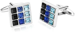 Multicolor Men Cufflinks Shirts Stainless Steel Engraved Cufflinks, Square Custom Cufflinks Personalized Cufflinks for Men Cufflinks