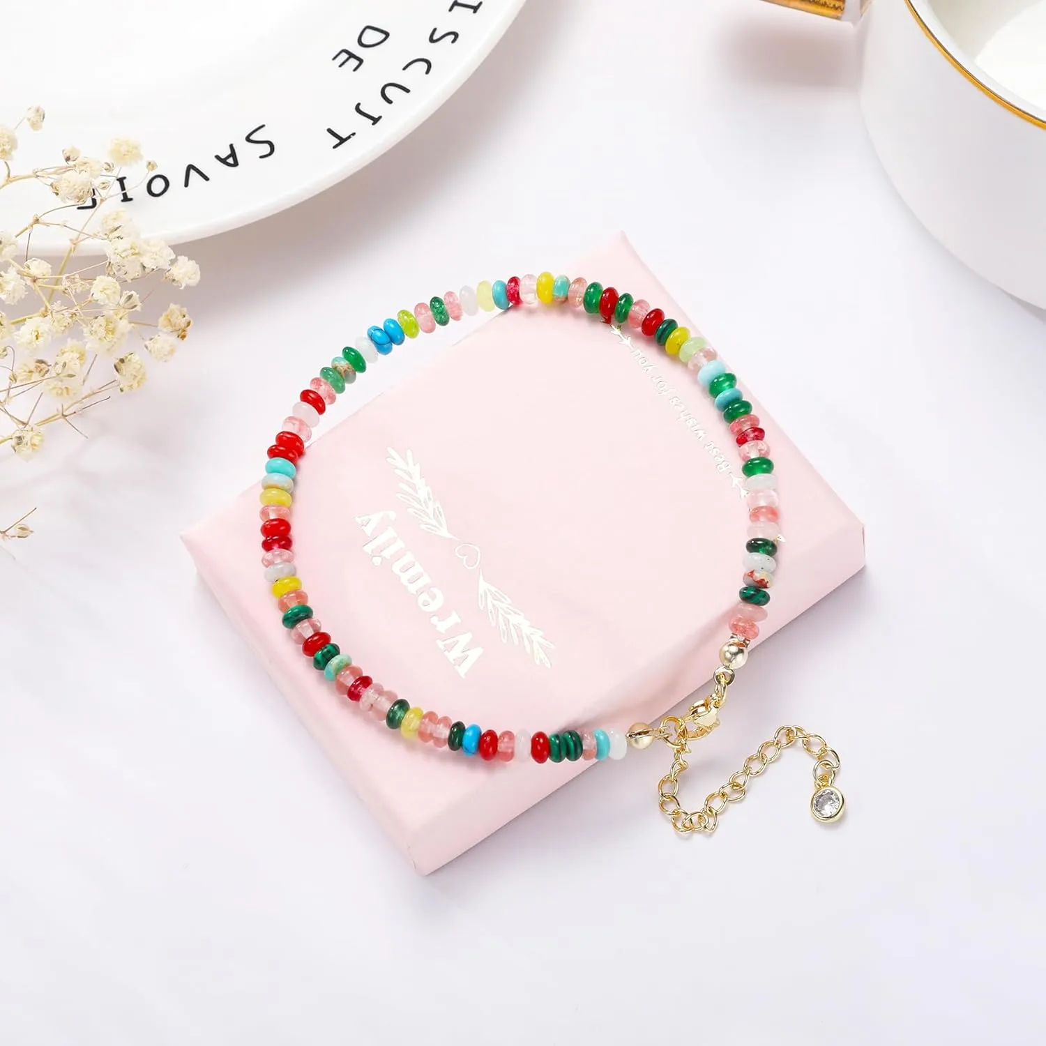 Natural Stone Beaded Anklets Bracelets for Women Handmade Beaded Anklet Bracelet Waterproof Boho Beads Ankle Bracelet Adjustable Summer Jewelry