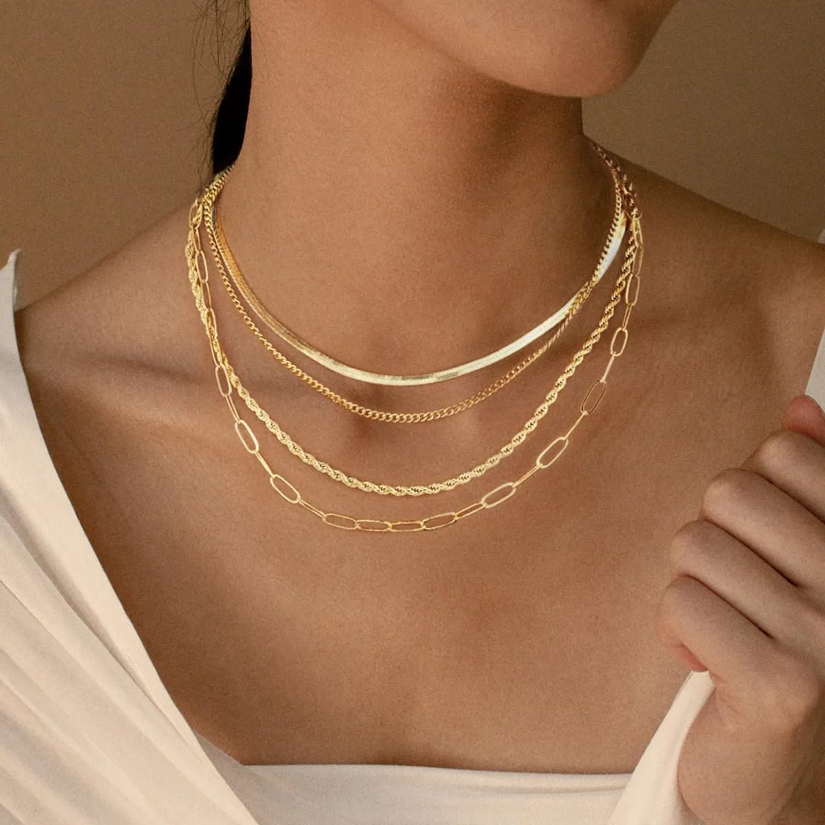 Necklace for Women 14K Real Gold Plated Dainty Diamond Pendant Choker Simple Trendy Charm Chain Necklace Jewelry Gift
