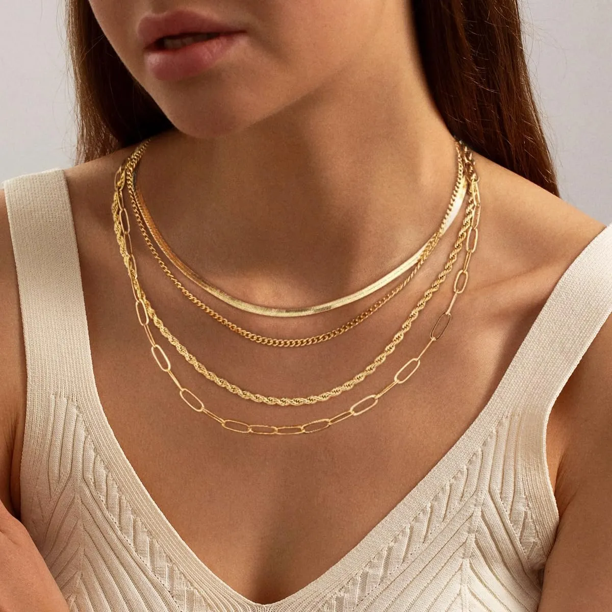 Necklace for Women 14K Real Gold Plated Dainty Diamond Pendant Choker Simple Trendy Charm Chain Necklace Jewelry Gift
