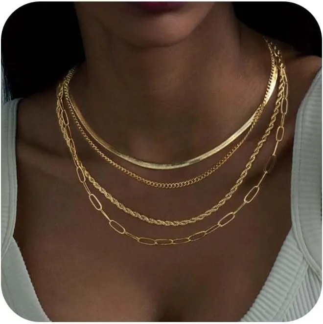 Necklace for Women 14K Real Gold Plated Dainty Diamond Pendant Choker Simple Trendy Charm Chain Necklace Jewelry Gift